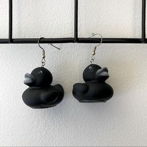 BLACK RUBBER DUCKY EARRINGS